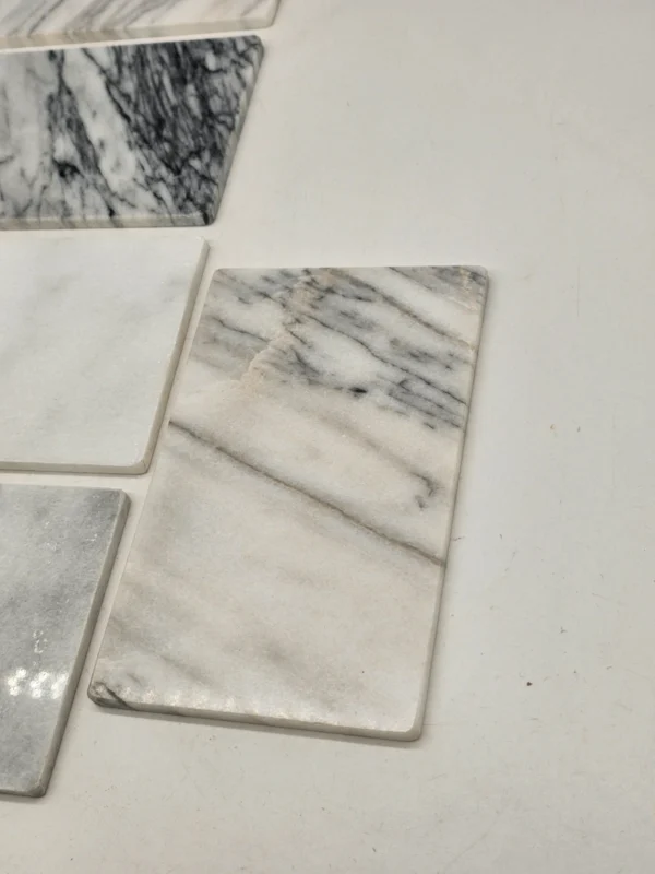 Podstawki z kamienia naturalnego 6 szt biało szare użylenie 20x12