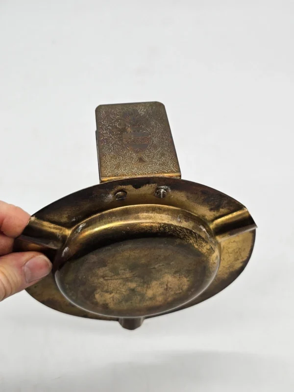 Ozdobna popielniczka z uchwytem na zapałki retro metal 14,5 cm