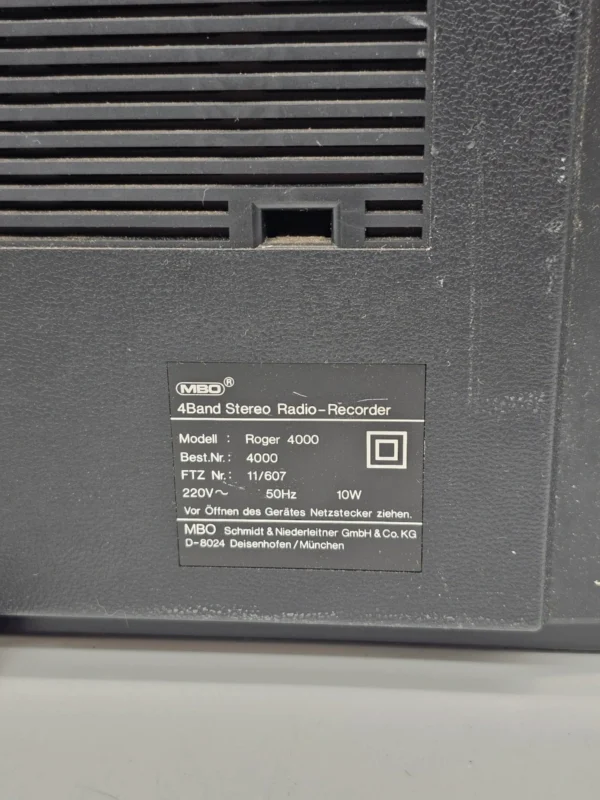 MBO Roger 4000 radiomagnetofon 4 pasma West Germany