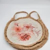 Torba pleciona depot jutowa z kwiatowym nadrukiem okrągła 40 cm