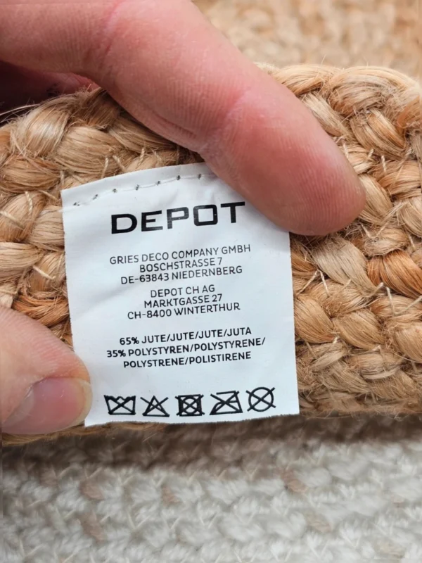 Torba pleciona depot jutowa z kwiatowym nadrukiem okrągła 40 cm