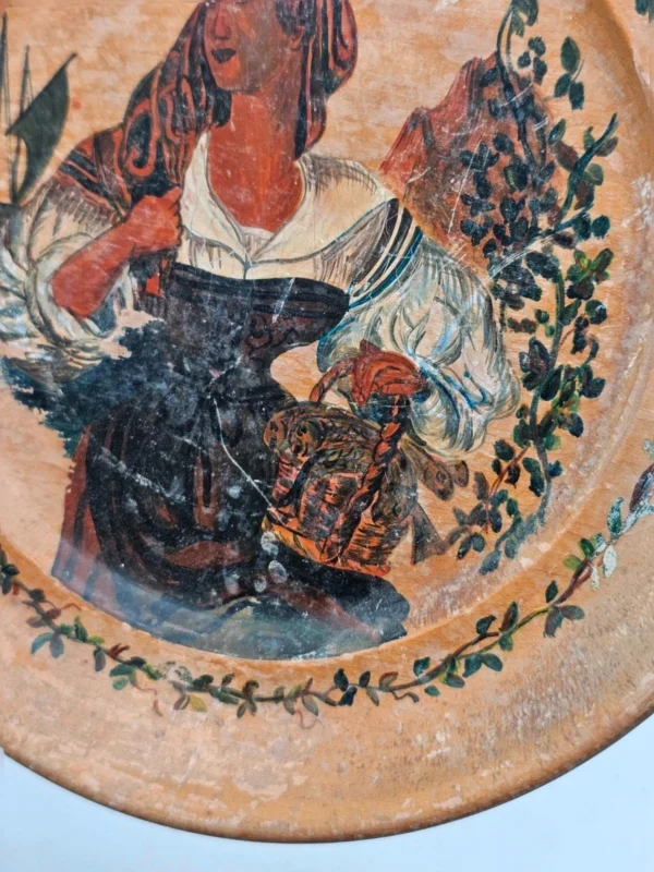 drewniany talerz dekoracyjny Mykonos 19 cm ręcznie malowany do wieszania