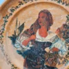 drewniany talerz dekoracyjny Mykonos 19 cm ręcznie malowany do wieszania