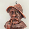 Ręcznie robiony obrazek z wosku Goldbachtaler wachskunst głowa z fajką 16x12 cm
