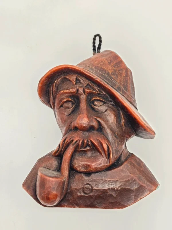 Ręcznie robiony obrazek z wosku Goldbachtaler wachskunst głowa z fajką 16x12 cm
