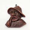 Ręcznie robiony obrazek z wosku Goldbachtaler wachskunst głowa z fajką 16x12 cm