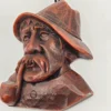 Ręcznie robiony obrazek z wosku Goldbachtaler wachskunst głowa z fajką 16x12 cm