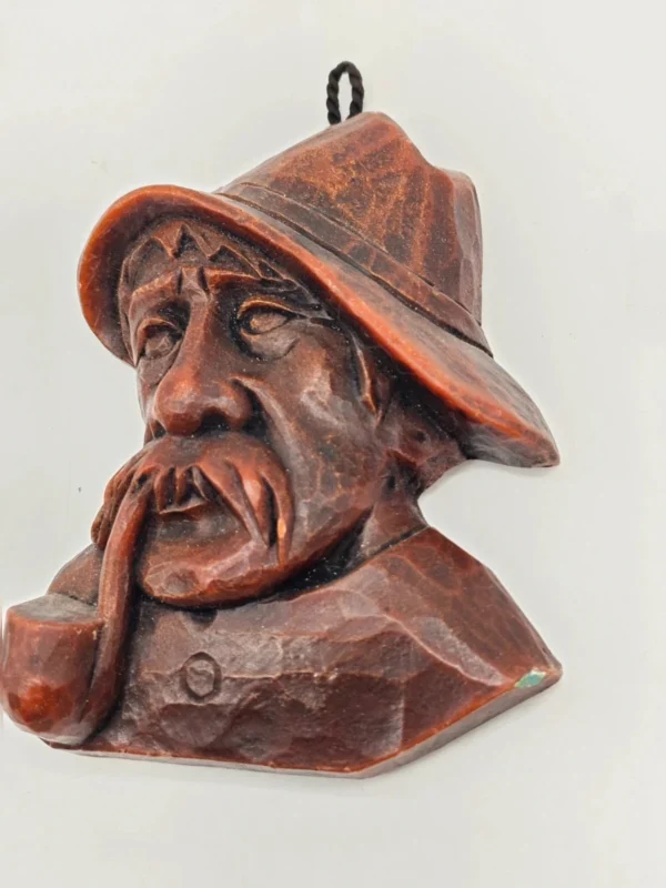 Ręcznie robiony obrazek z wosku Goldbachtaler wachskunst głowa z fajką 16x12 cm