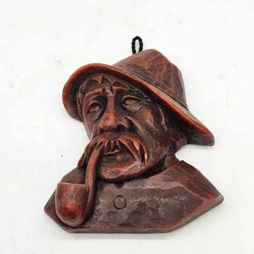 Ręcznie robiony obrazek z wosku Goldbachtaler wachskunst głowa z fajką 16x12 cm