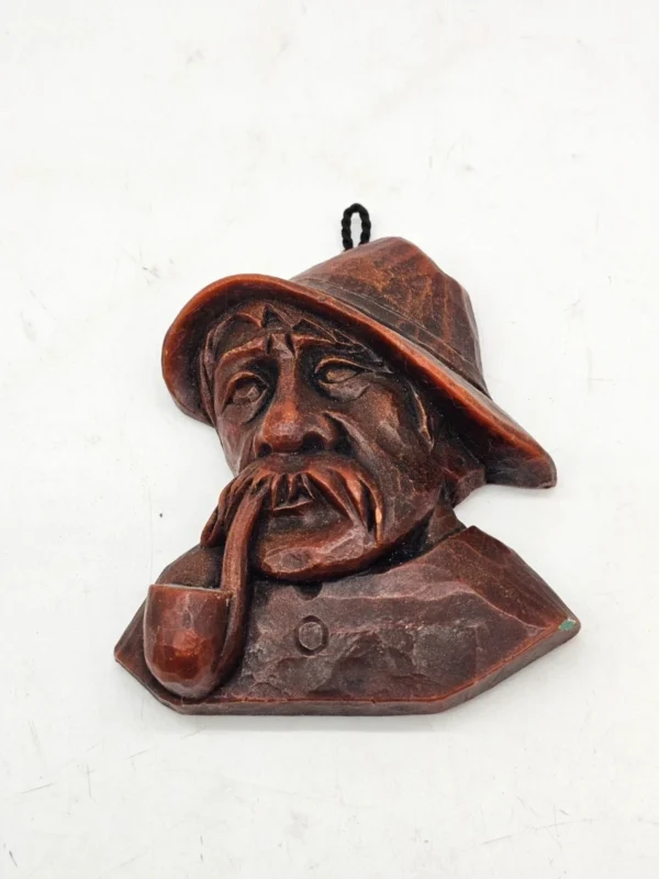 Ręcznie robiony obrazek z wosku Goldbachtaler wachskunst głowa z fajką 16x12 cm