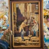 Obraz haft gobelinowy Scena rodzajowa w drewnianej ramie 31x47 cm