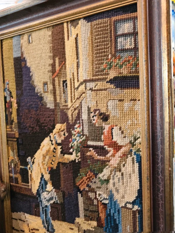 Obraz haft gobelinowy Scena rodzajowa w drewnianej ramie 31x47 cm