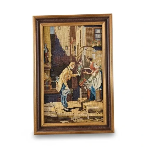 Obraz haft gobelinowy Scena rodzajowa w drewnianej ramie 31x47 cm