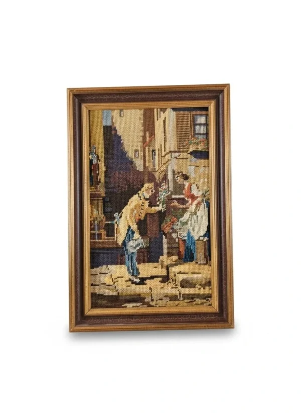 Obraz haft gobelinowy Scena rodzajowa w drewnianej ramie 31x47 cm
