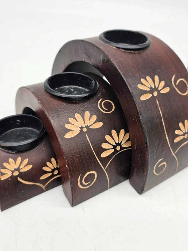 Świeczniki ceramiczne Komplet 3 szt motyw kwiatowy