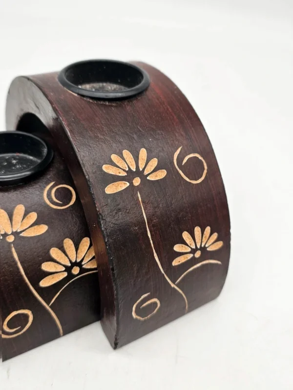 Świeczniki ceramiczne Komplet 3 szt motyw kwiatowy