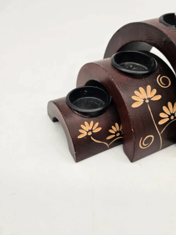 Świeczniki ceramiczne Komplet 3 szt motyw kwiatowy