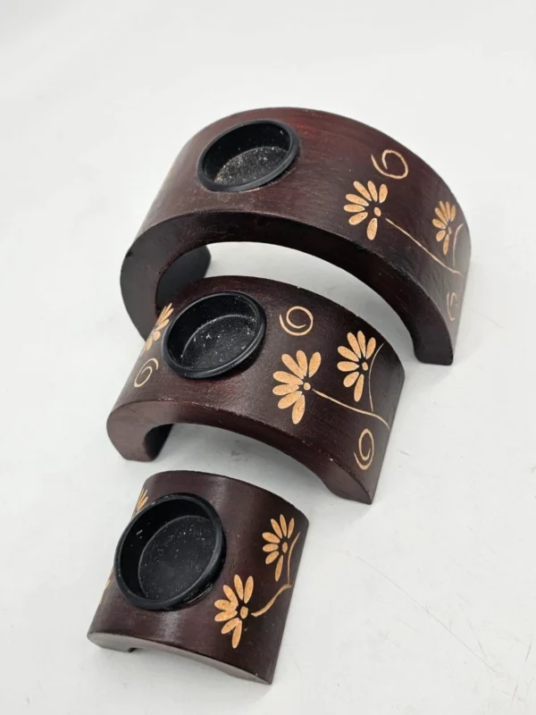 Świeczniki ceramiczne Komplet 3 szt motyw kwiatowy