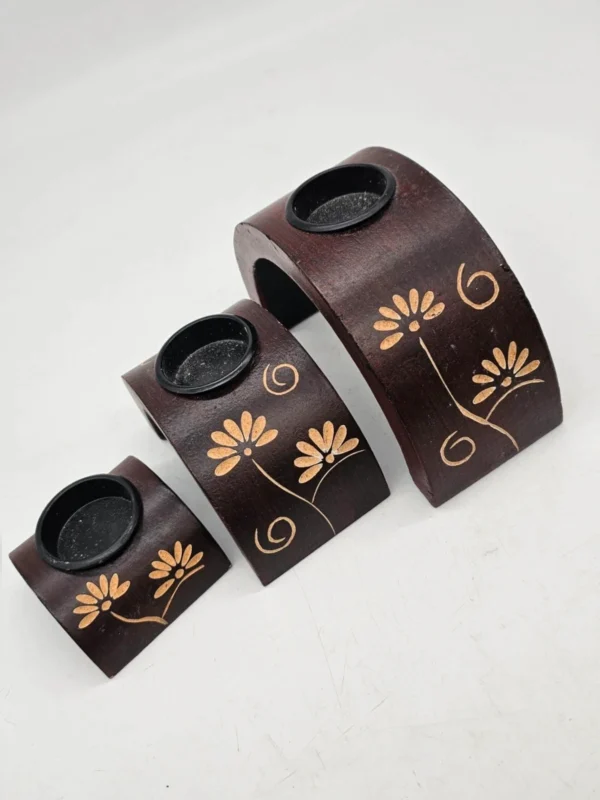 Świeczniki ceramiczne Komplet 3 szt motyw kwiatowy