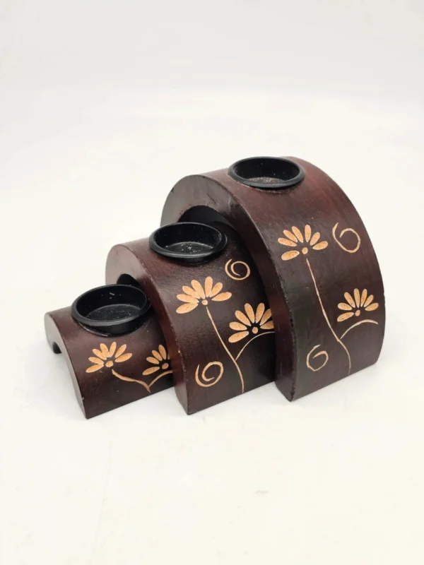 Świeczniki ceramiczne Komplet 3 szt motyw kwiatowy