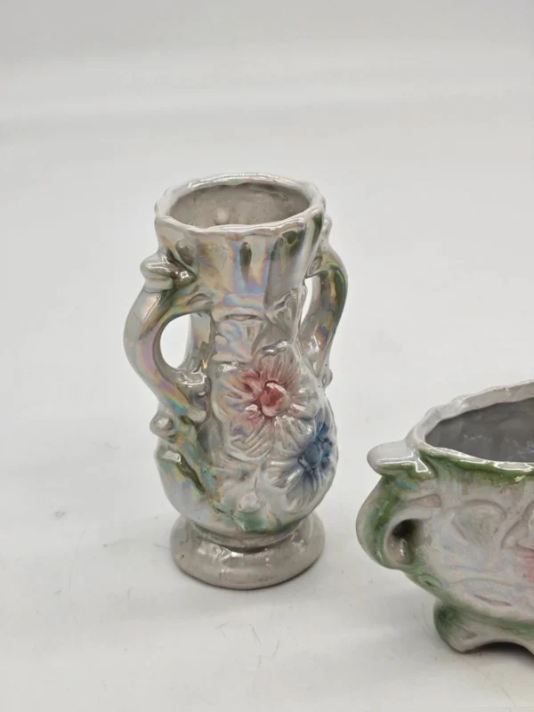 Komplet 3 naczyń ceramicznych Iryzujące, lata 60–70.