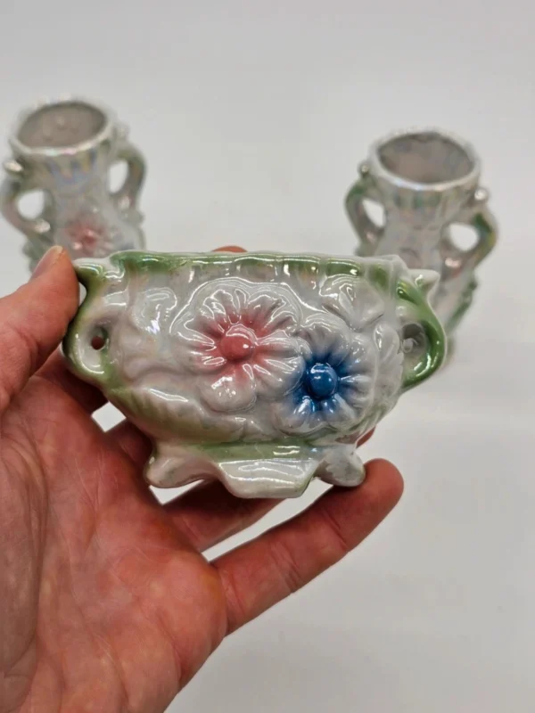 Komplet 3 naczyń ceramicznych Iryzujące, lata 60–70.