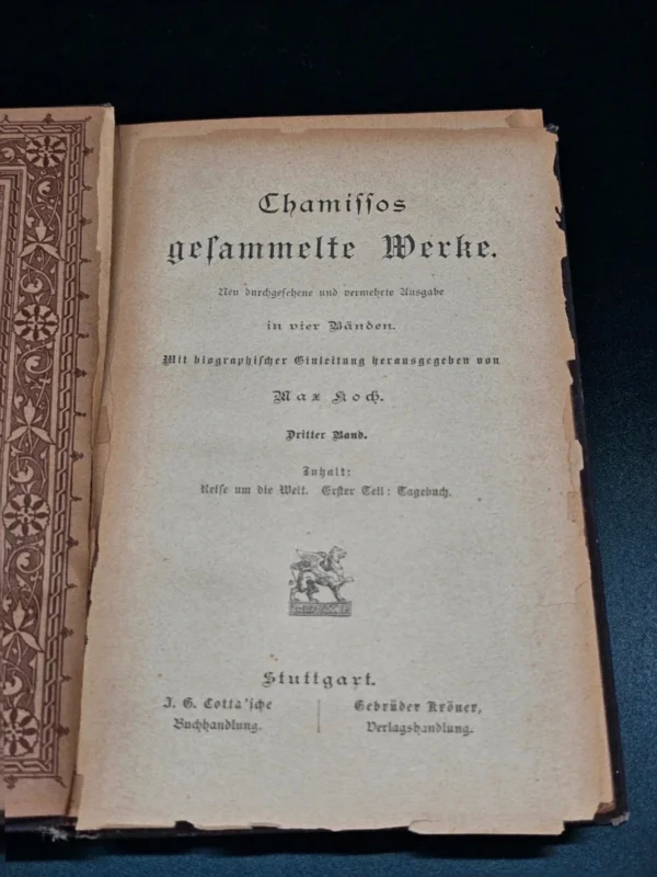 Adelbert von Chamisso, gesammelte Werke (Bd. 3) Reise um die Welt, Erster Teil, Tagebuch