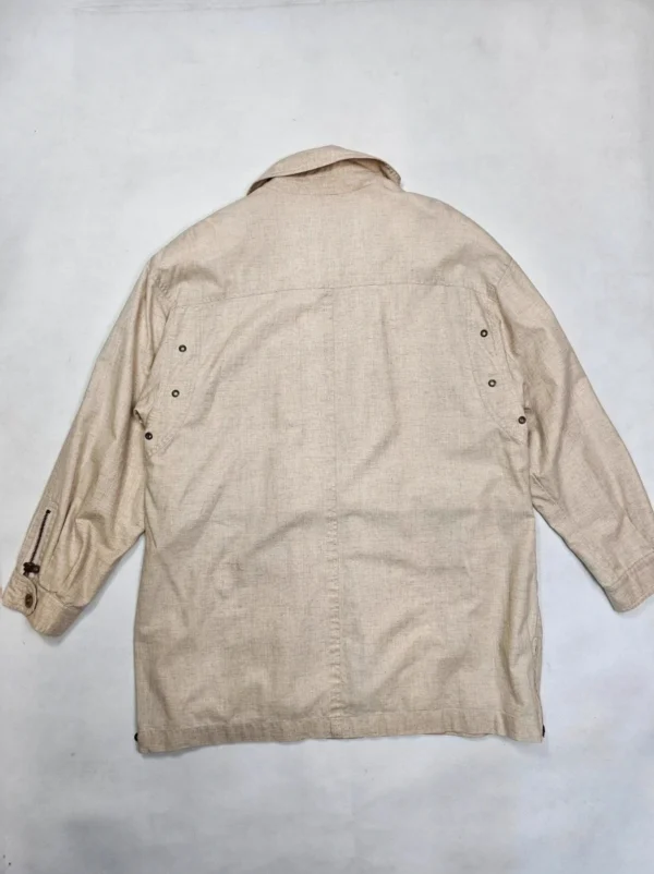 Beżowa kurtka safari z naturalnych tkanin – ramia I bawełna – vintage 90s
