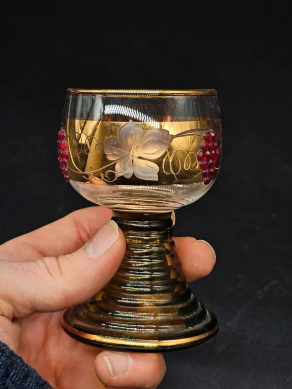 Kieliszek Böckling Neudenau mariënweiher złocony z Kryształkami vintage 10 cm