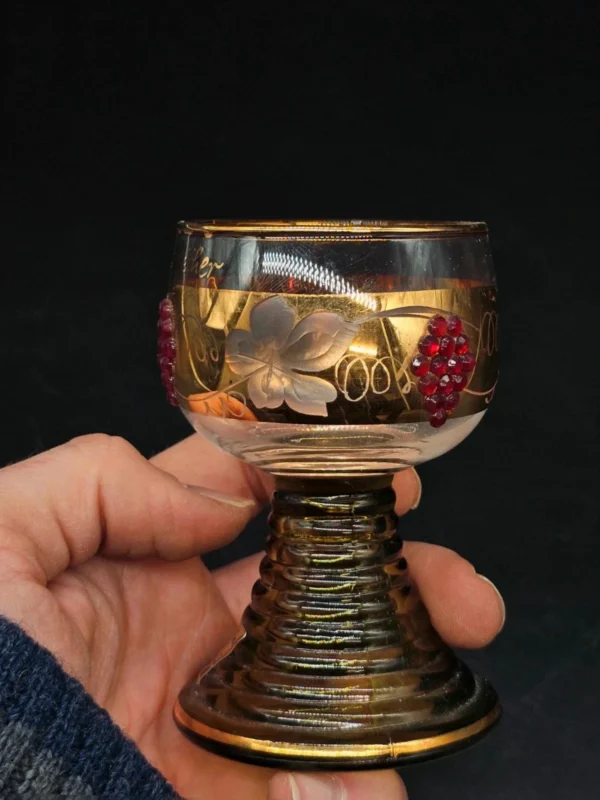 Kieliszek Böckling Neudenau mariënweiher złocony z Kryształkami vintage 10 cm