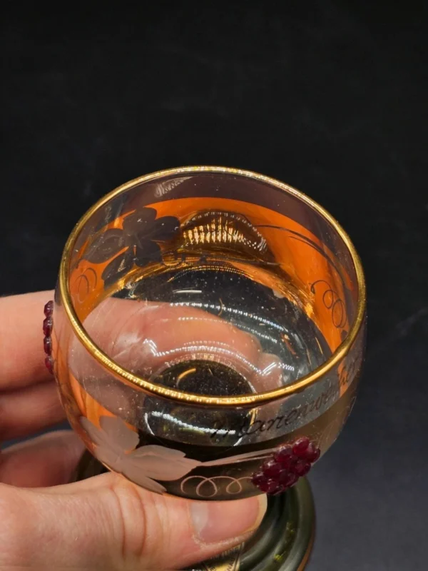 Kieliszek Böckling Neudenau mariënweiher złocony z Kryształkami vintage 10 cm
