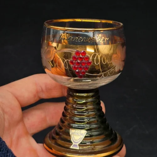 Kieliszek Böckling Neudenau mariënweiher złocony z Kryształkami vintage 10 cm