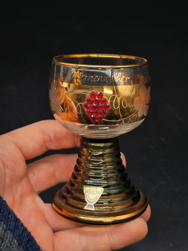 Kieliszek Böckling Neudenau mariënweiher złocony z Kryształkami vintage 10 cm