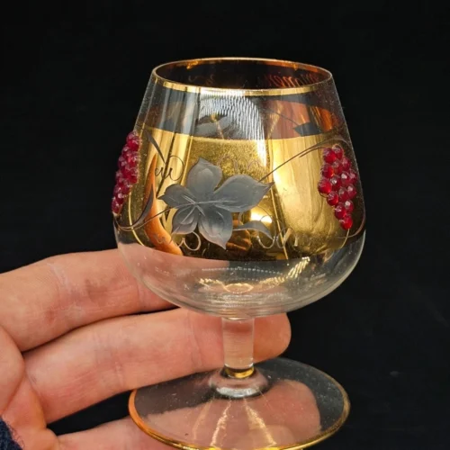 Kieliszek Böckling neudenau mariënweiher złocony z kryształkami vintage 10 cm