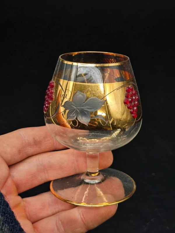 Kieliszek Böckling neudenau mariënweiher złocony z kryształkami vintage 10 cm