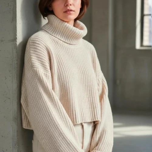 Sweter golf Chiquelle Wełna z akrylem, oversize