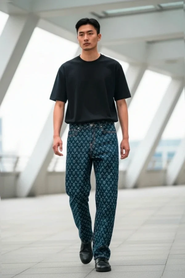 Nowe Spodnie z pięknym paternem y2k streetwear jeans r. m męskie