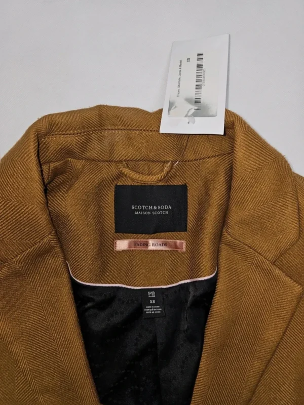 Płaszcz Maison Scotch&Soda , Fading Roads, musztardowy , Klasyczny krój, Rozm. XS