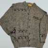 Kurtka bueckle z wełną i alpaką – retro Sweter męski z geometrycznym wzorem