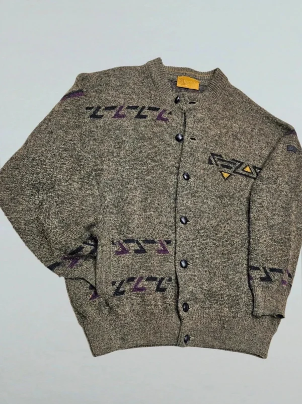 Kurtka bueckle z wełną i alpaką – retro Sweter męski z geometrycznym wzorem