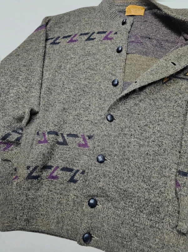 Kurtka bueckle z wełną i alpaką – retro Sweter męski z geometrycznym wzorem