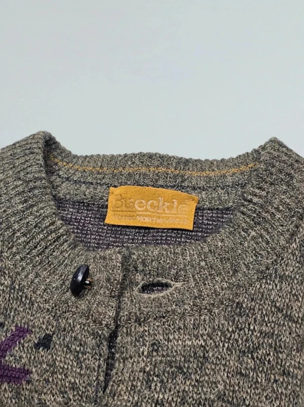 Kurtka bueckle z wełną i alpaką – retro Sweter męski z geometrycznym wzorem