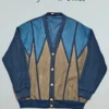 Kurtka bueckle z wełną i alpaką – retro Sweter męski z geometrycznym wzorem
