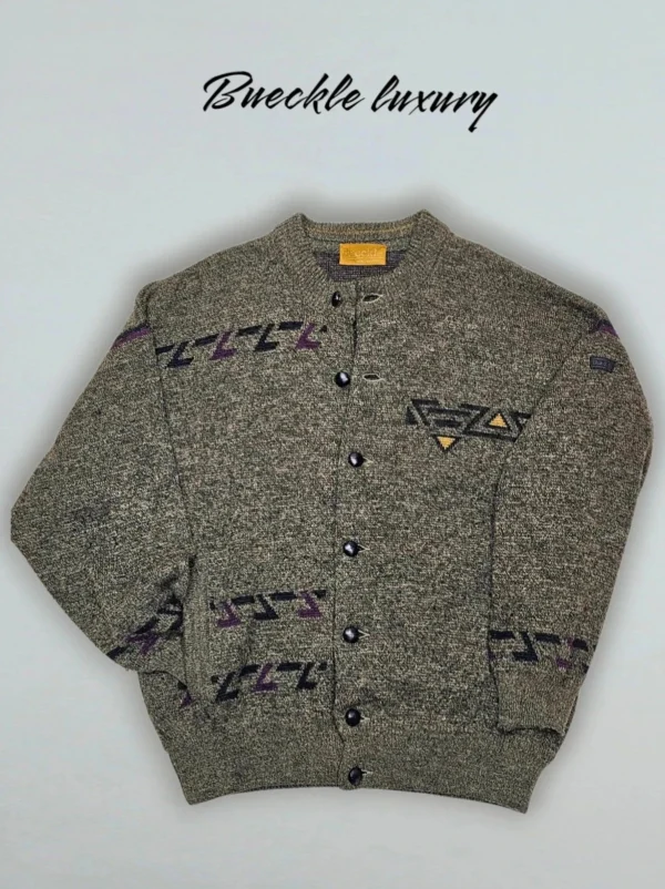 Kurtka bueckle z wełną i alpaką – retro Sweter męski z geometrycznym wzorem
