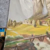Obraz olejny pejzaż górski z wodospadem sygnowany M. Herbgt 1959 płótno 50,5 x 70,5 cm
