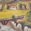 Obraz olejny pejzaż górski z wodospadem sygnowany M. Herbgt 1959 płótno 50,5 x 70,5 cm