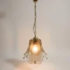 Lampa wisząca vintage Eglo Leuchten mosiądz szkło trawione drzewo 75 cm