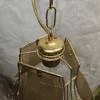 Lampa wisząca vintage Eglo Leuchten mosiądz szkło trawione drzewo 75 cm