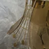 Lampa wisząca vintage Eglo Leuchten mosiądz szkło trawione drzewo 75 cm