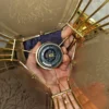 Lampa wisząca vintage Eglo Leuchten mosiądz szkło trawione drzewo 75 cm